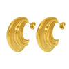 Wholesale Women's Stainless Steel Geometric Cshaped Heavy Polished Pvd Plated 18K Gold Earrings