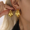 Wholesale Women's Stainless Steel Geometric Cshaped Heavy Polished Pvd Plated 18K Gold Earrings