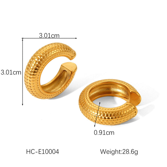Wholesale Women's Stainless Steel Geometric Cshaped Hollow Ear Clip With Vacuum Plating