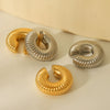 Wholesale Women's Stainless Steel Geometric Cshaped Hollow Ear Clip With Vacuum Plating