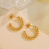Wholesale Women's Stainless Steel Geometric Cshaped 18K Goldplated Electroplated Earrings