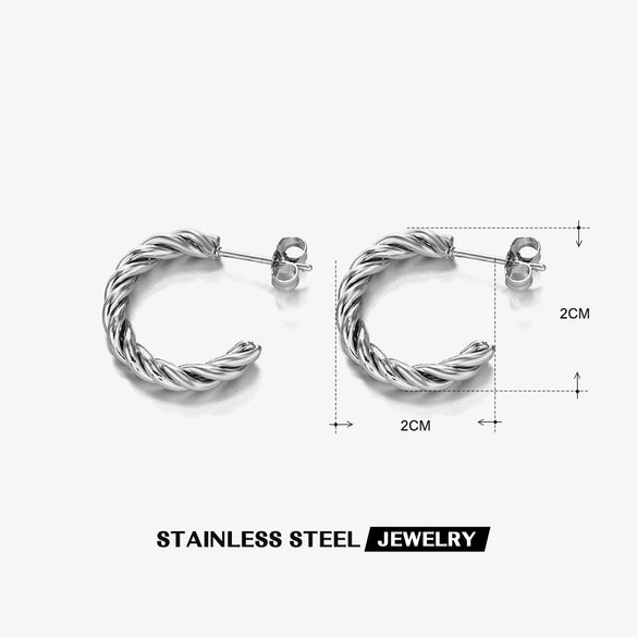 Wholesale Women's Stainless Steel Geometric Cshaped 18K Goldplated Electroplated Earrings