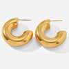 Wholesale Women's Stainless Steel Geometric Cshaped Personality Exaggerated Hollow Earrings Electroplated Jewelry