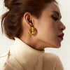 Wholesale Women's Stainless Steel Geometric Cshaped Personality Exaggerated Hollow Earrings Electroplated Jewelry