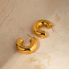 Wholesale Women's Stainless Steel Geometric Cshaped Personality Exaggerated Hollow Earrings Electroplated Jewelry