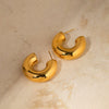 Wholesale Women's Stainless Steel Geometric Cshaped Personality Exaggerated Hollow Earrings Electroplated Jewelry