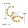 Wholesale Women's Stainless Steel Geometric Cshaped Small Flower Earrings Electroplated