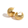 Wholesale Women's Stainless Steel Geometric Cshaped Threaded Earrings With Electroplating Light Luxury Trend Jewelry