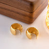 Wholesale Women's Stainless Steel Geometric Cshaped Threaded Earrings With Electroplating Light Luxury Trend Jewelry