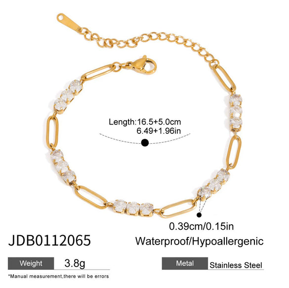 Wholesale Women's Stainless Steel Geometric Cuban Zircon Bracelet With Electroplating Light Luxury High End Metal Chain Non Fading Titanium Steel