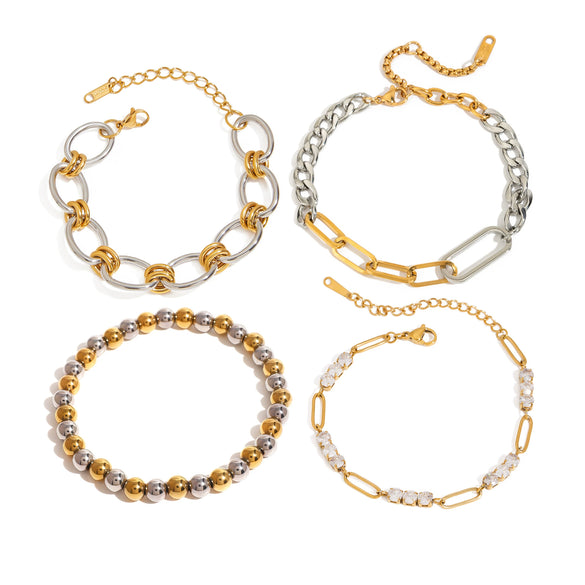 Wholesale Women's Stainless Steel Geometric Cuban Zircon Bracelet With Electroplating Light Luxury High End Metal Chain Non Fading Titanium Steel