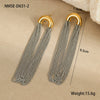 Wholesale Women's Stainless Steel Geometric Curved Chain Long Tassel Earrings With Electroplating Design