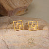 Wholesale Women's Stainless Steel Geometric Diamond Electroplated Doublelayer Design Earrings And Flower Ring Earrings