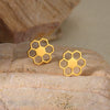 Wholesale Women's Stainless Steel Geometric Diamond Electroplated Doublelayer Design Earrings And Flower Ring Earrings