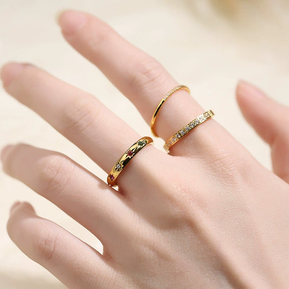 Wholesale Women's Stainless Steel Geometric Diamond Set Ring And Bracelet