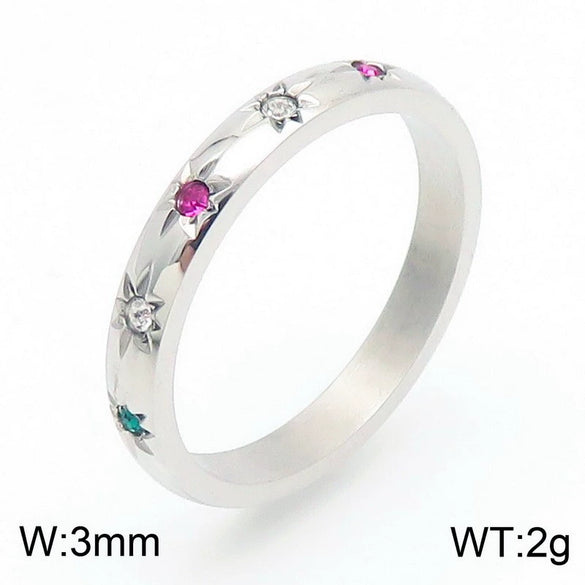 Wholesale Women's Stainless Steel Geometric Diamond Set Ring And Bracelet