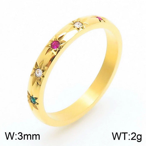 Wholesale Women's Stainless Steel Geometric Diamond Set Ring And Bracelet