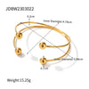 Wholesale Women's Stainless Steel Geometric Double Ball Open Bracelet With Cross Design And Electroplating Treatment