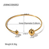 Wholesale Women's Stainless Steel Geometric Double Ball Open Bracelet With Cross Design And Electroplating Treatment