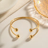 Wholesale Women's Stainless Steel Geometric Double Ball Open Bracelet With Cross Design And Electroplating Treatment