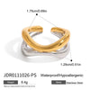 Wholesale Women's Stainless Steel Geometric Double Layer Hollow Opening Ring With Gold And Silver Color Matching Irregular Lines And Electroplating Treatment