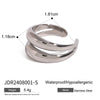 Wholesale Women's Stainless Steel Geometric Double Layer Line Hollow Opening Ring Jewelry With Electroplating And High Level Design Sense