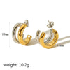 Wholesale Women's Stainless Steel Geometric Double Line Earrings With Electroplating
