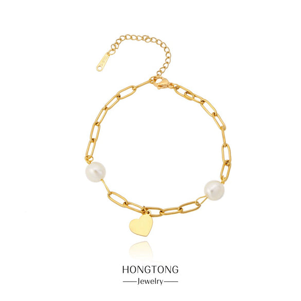 Wholesale Women's Stainless Steel Geometric Double Ring Buckle Multi Layer Electroplated Bracelet Jewelry
