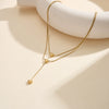 Wholesale Women's Stainless Steel Geometric Doublelayer Electroplated Love Heart Clavicle Necklace