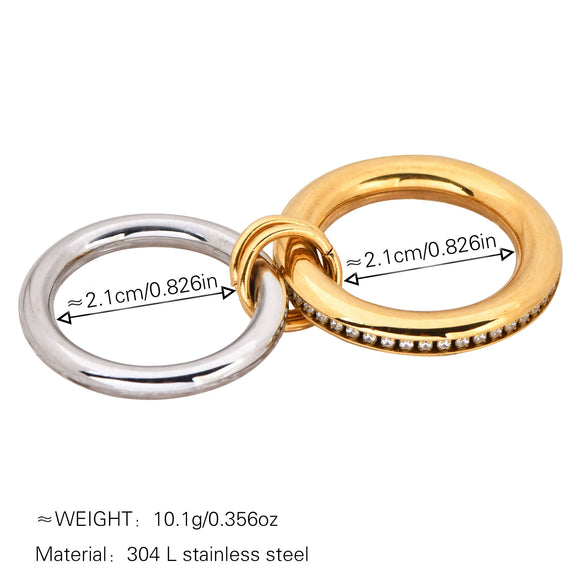 Wholesale Women's Stainless Steel Geometric Doublelayer Ring Electroplated Fashion Jewelry