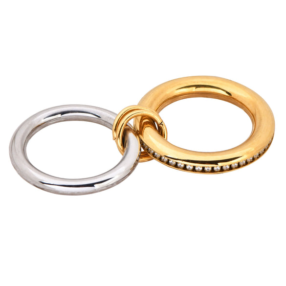 Wholesale Women's Stainless Steel Geometric Doublelayer Ring Electroplated Fashion Jewelry