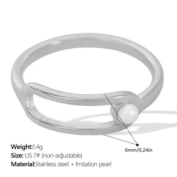 Wholesale Women's 316L Stainless Steel Geometric Doublelayer Ring Set With Electroplating Design