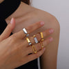 Wholesale Women's 316L Stainless Steel Geometric Doublelayer Ring Set With Electroplating Design