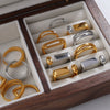 Wholesale Women's 316L Stainless Steel Geometric Doublelayer Ring Set With Electroplating Design