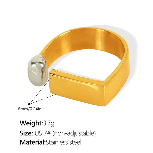 Wholesale Women's 316L Stainless Steel Geometric Doublelayer Ring Set With Electroplating Design