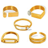 Wholesale Women's 316L Stainless Steel Geometric Doublelayer Ring Set With Electroplating Design