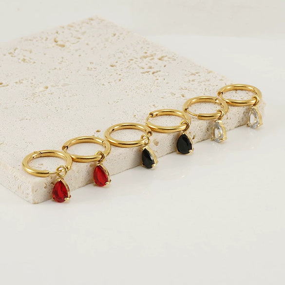 Wholesale Women's Stainless Steel Geometric Drop Shape Electroplated Earrings