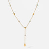 Wholesale Women's Stainless Steel Geometric Drop Shape Necklace With Pvd Furnace Vacuum Real Gold Plating And Oshaped Chain
