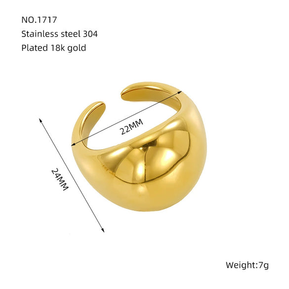 Wholesale Women's 316L Stainless Steel Geometric Drop Shape Open Ring With Electroplating