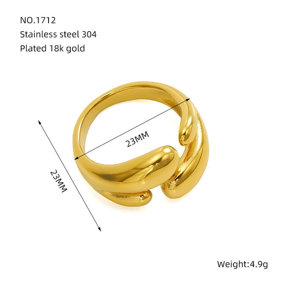 Wholesale Women's 316L Stainless Steel Geometric Drop Shape Open Ring With Electroplating