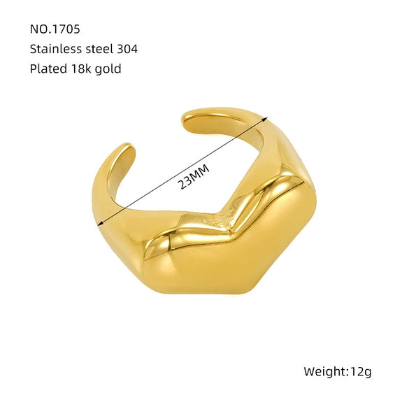 Wholesale Women's 316L Stainless Steel Geometric Drop Shape Open Ring With Electroplating