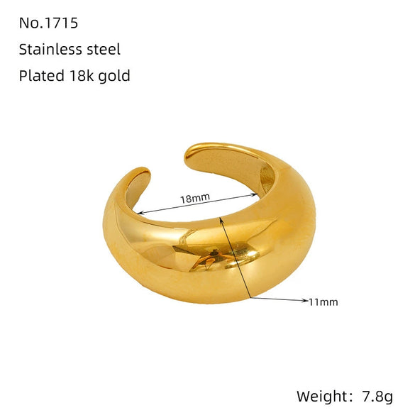 Wholesale Women's 316L Stainless Steel Geometric Drop Shape Open Ring With Electroplating
