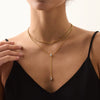 Wholesale Women's Stainless Steel Geometric Drop Shape Pendant Necklace With Oshaped Chain Vacuum Real Gold Plated In Pvd Furnace