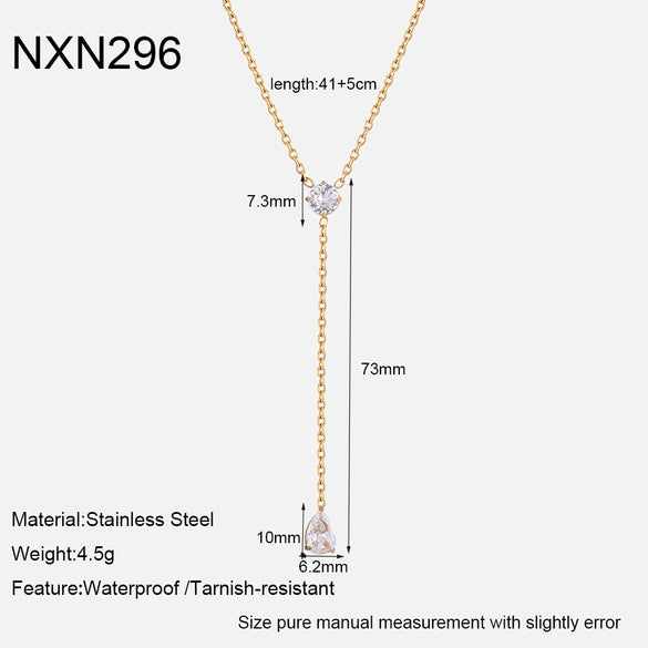 Wholesale Women's Stainless Steel Geometric Drop Shape Pendant Necklace With Oshaped Chain Vacuum Real Gold Plated In Pvd Furnace