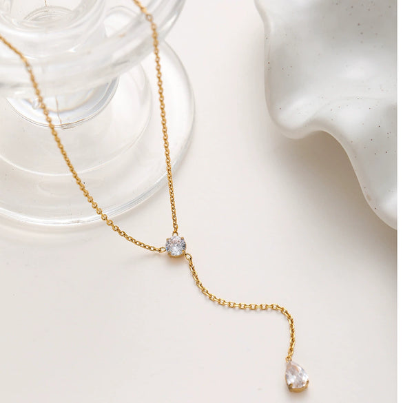 Wholesale Women's Stainless Steel Geometric Drop Shape Pendant Necklace With Oshaped Chain Vacuum Real Gold Plated In Pvd Furnace