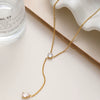 Wholesale Women's Stainless Steel Geometric Drop Shape Pendant Necklace With Oshaped Chain Vacuum Real Gold Plated In Pvd Furnace
