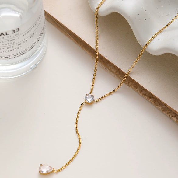 Wholesale Women's Stainless Steel Geometric Drop Shape Pendant Necklace With Oshaped Chain Vacuum Real Gold Plated In Pvd Furnace