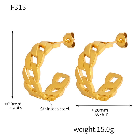 Wholesale Women's Stainless Steel Geometric Earrings 18K Gold Plated Chain Casting