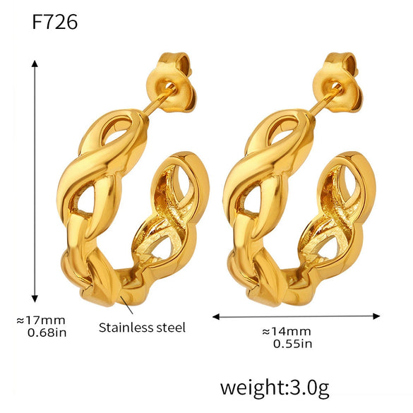 Wholesale Women's Stainless Steel Geometric Earrings 18K Gold Plated Chain Casting