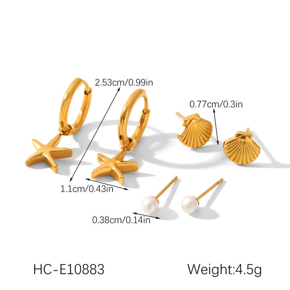 Wholesale Women's Stainless Steel Geometric Earrings Set With Pvd Furnace Vacuum Real Gold Plating